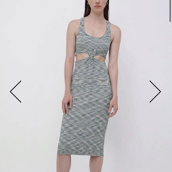 NWT Jonathan Simkhai Cut Out Detail MIDI Dress Large Green/Blue - Picture 16 of 16